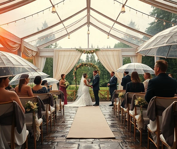 Jakie rozwiązania pozwalają zabezpieczyć ceremonię ślubną w plenerze przed deszczem?